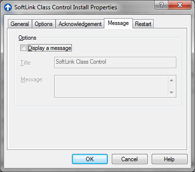 SoftLINK Install Properties Message Tab