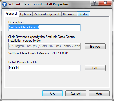 SoftLINK Install Properties General Tab