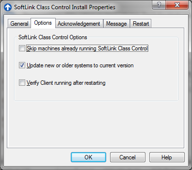 SoftLINK Install Properties Options Tab