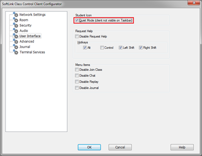 Enable Quiet Mode on a client machine within SoftLINK